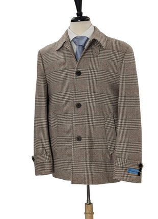 Canuti By Steven Land Mens Brown Plaid 100% Wool Overcoat