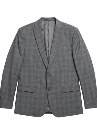 West End Gray Plaid  Wool Slim Fit  Notch Lapel 3 Piece Suit