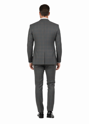 Di'nucci Slim Fit Gray With Light Gray Pinstripe Peak Lapel Wool Blend Suit - The Suit Depot