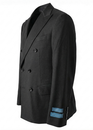 Tovaglia Mens Solid Black Classic Fit Double Breasted Wool Cashmere Blend Suit