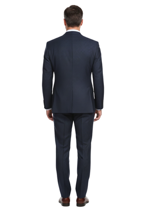 English Laundry Navy And Black Check Slim Fit Peak Lapel Wool Suit