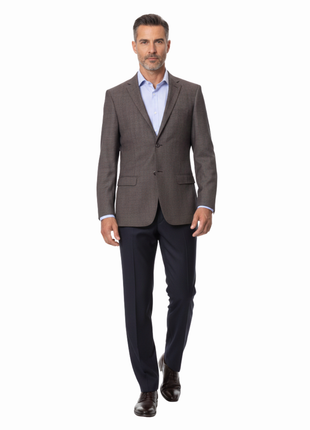 Prontomoda Mens Brown Textured 100% Wool Regular Fit Blazer Sport Coat - The Suit Depot