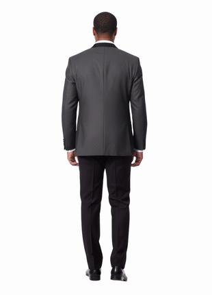 Caravelli Mens Black Pindot Slim Fit 3 Piece Tuxedo Suit With Satin Lapels - The Suit Depot