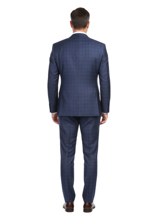 English Laundry Slim Fit Two Button Gray Blue Wool Peak Lapel Suit