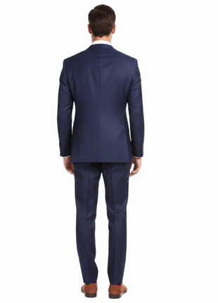 Ferrecci Mens Blue Plaid Classic Fit Wool Blend 2 Piece Suit