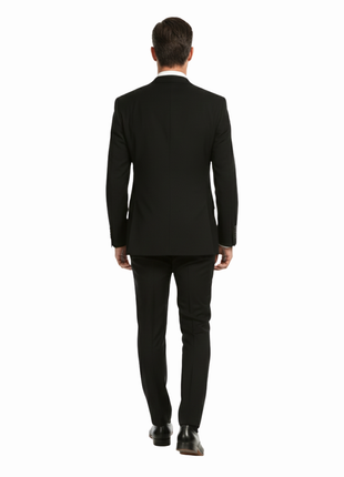 Ferrecci Mens Solid Black Classic Fit 100% Wool 2 Piece Suit