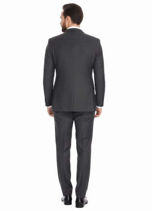 Blujacket Mens Charcoal Gray 100% Wool Regular Fit 2 Piece Suit