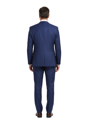English Laundry Slim Fit Two Button Blue Wool Notch Lapel Suit