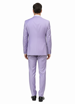 Romaster Mens Solid Purple Wool Blend 3 Piece Slim Fit Suit