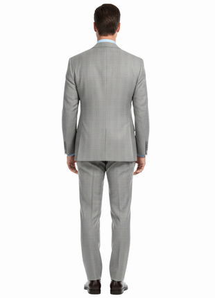Ferrecci Mens Light Gray Plaid Classic Fit Wool Blend 2 Piece Suit