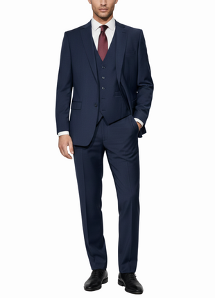 Cleo Luxor Midnight Navy Regular Fit Wool Stretch 3 Piece Suit