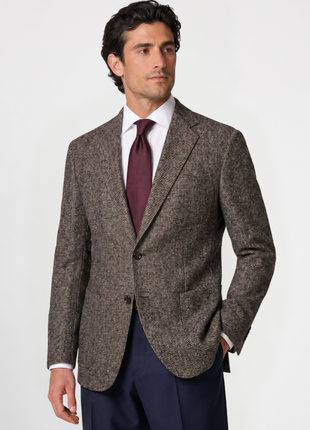 Ermenegildo Zegna Taupe Brown Tweed Classic Fit Notch Lapel Wool Alpaca Blend 2-Button Sport Coat 40R