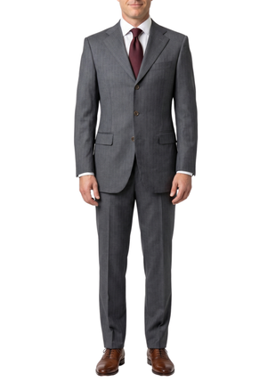 Cerruti 1881 Mens Gray Pinstripe Half-Canvassed Notch Lapel Classic Fit 3-Button Wool Suit - 38L