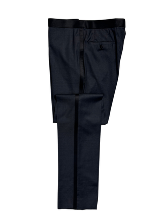 Halston Charcoal Gray Textured Peak Lapel Classic Fit 1-Button Wool Tuxedo - 44R