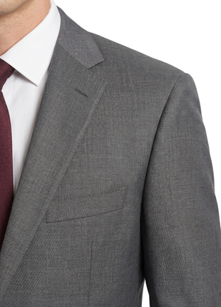 Hugo Boss Mens Gray Textured Notch Lapels Classic Fit Stretch 2-Button Wool Suit - 42S