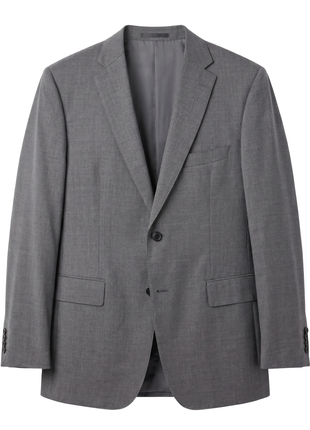 Hugo Boss Mens Gray Textured Notch Lapels Classic Fit Stretch 2-Button Wool Suit - 42S