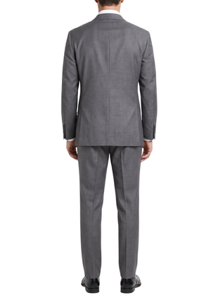 Hugo Boss Mens Gray Textured Notch Lapels Classic Fit Stretch 2-Button Wool Suit - 42S
