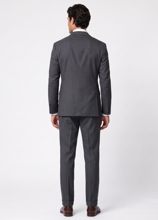 Polo Ralph Lauren Mens Charcoal Weave Notch Lapel Custom Fit 2-Button Wool Suit - 40L