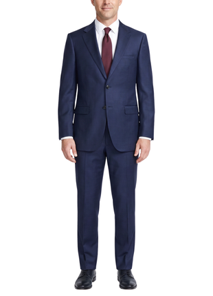 Centrion Navy Blue Slim Fit  Notch Lapel Wool 2 Piece Suit