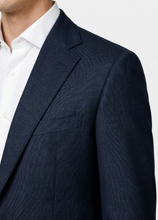 Canali Black Textured Classic Fit Canvassed Notch Lapel Wool Stretch 2-Button Suit 38R