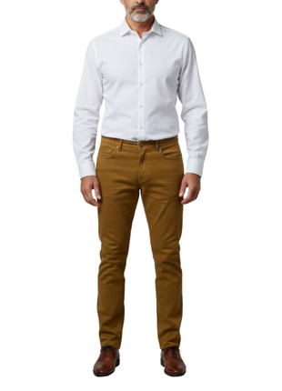 Label E Camel Regular Fit Cotton Stretch Five-pocket Jeans Pants