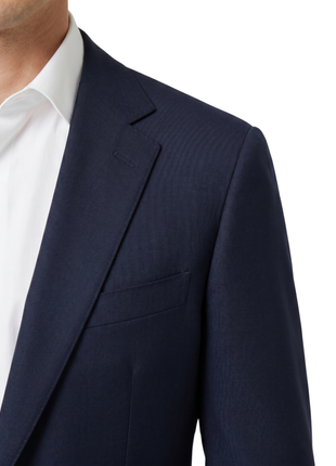 Sartoria Mazara Mens Navy Blue Textured Classic Fit Wool Silk Blend 2 Piece Suit