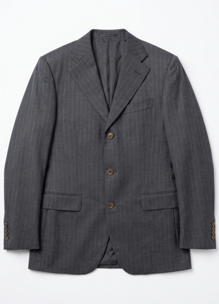 Cerruti 1881 Mens Gray Pinstripe Half-Canvassed Notch Lapel Classic Fit 3-Button Wool Suit - 40L