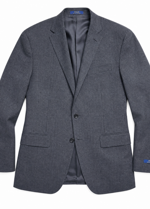 Polo Ralph Lauren Mens Charcoal Weave Notch Lapel Custom Fit 2-Button Wool Suit - 40L