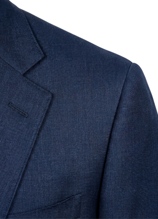 Tovaglia Mens Navy Textured Classic Fit Notch Lapels Wool Silk 2 Button Suit