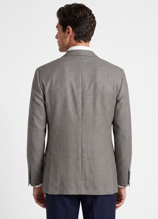 Ermenegildo Zegna Light Gray Houndstooth Classic Fit Silk Wool 2-Button Sport Coat 44L