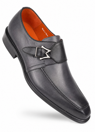 Mezlan Grey & Black Two-Tone Leather Monk Strap Dress Shoes