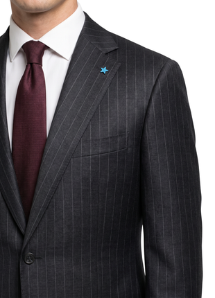 Blujacket Charcoal Gray Pinstripe Wool Notch Lapel 2-Piece Suit - The Suit Depot