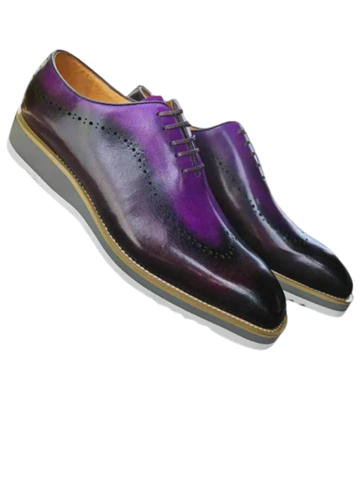 Carrucci Mens Purple Two Tone Lace-up Oxford Leather Dress Shoes The Suit Depot Carrucci Mens Purple Two Tone Lace-up Oxford Leather Dress Shoes The Suit Depot