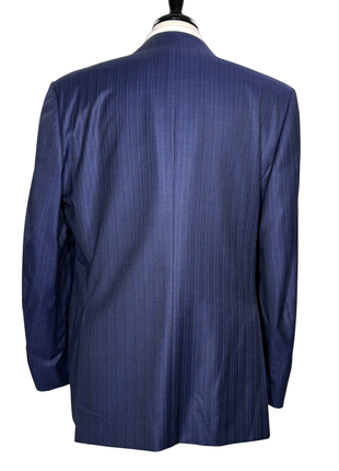 Canali Blue Pinstripe Classic Fit Notch Lapel Wool 2-Button Suit 46R - The Suit Depot