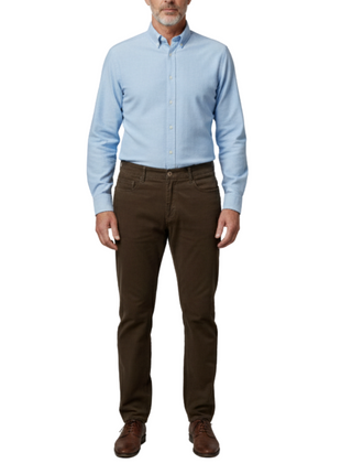 Label E Brown Regular Fit Cotton Stretch Five-pocket Jeans Pants