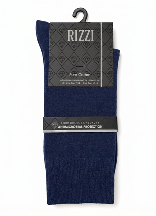 Rizzi Navy Pure Cotton Antimicrobial Protection Non-Biding Seamless Socks