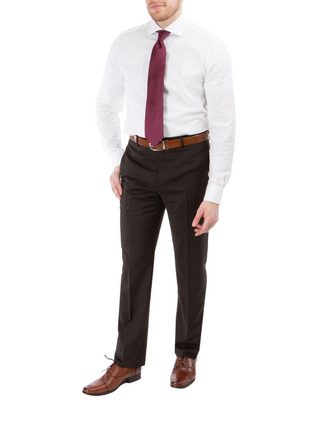 Blujacket Mens Solid Brown 100% Marzotto Wool Regular Fit 2 Piece Suit