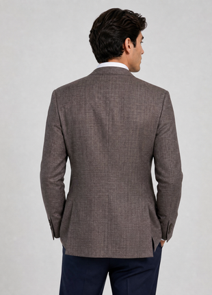 Canali Taupe Brown Micro Check Modern Fit Wool Silk Blend 2-Button Sport Coat 40L