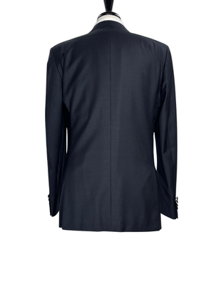 Napoli Mens Solid Black Notch Lapel Classic Fit 2-Button Wool Cashmere Tuxedo with Ticket Pocket - 42R