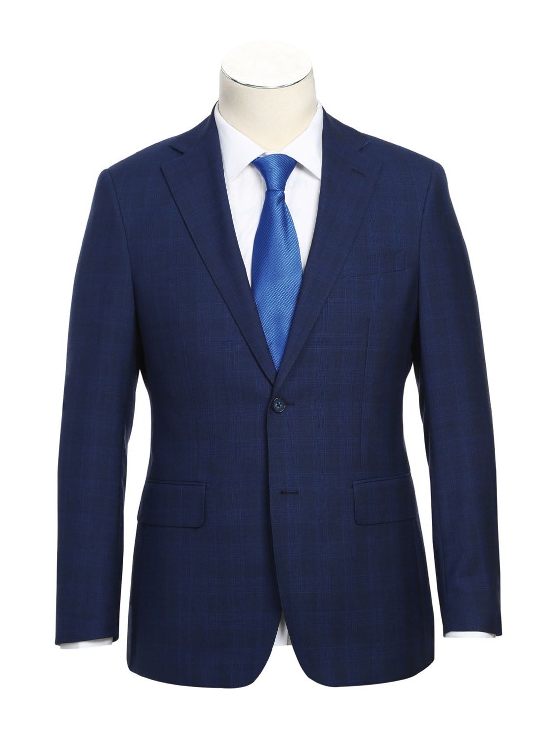 English Laundry Slim Fit Midnight Blue Check Wool Suit
