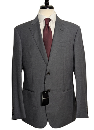 Emporio Armani G-Line Solid Gray 100% Wool Notch Lapel Slim Fit 2 Button Suit 42R