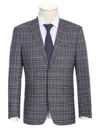 Thumbnail for Men's Classic Fit Single Breasted Grey & White Check Suits