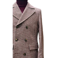 Thumbnail for Bellucci Men's Red Houndstooth Check Wool Coat