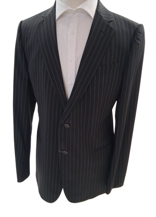 Armani Collezioni Dark Gray Stripe Classic Fit Notch Lapel Two Button Suit 40L