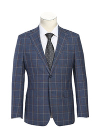 Thumbnail for English Laundry Slim Fir Light Steel Blue with Orange Check Wool Suit