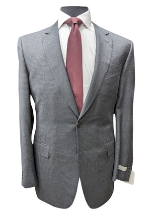 Canali 1934 Mens Gray Check 44R Drop 8 100% Wool 2 Button 2 Piece Suit