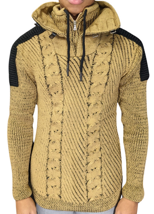 Young Republic Mens Beige Light Brown Cotton Blend Sweater