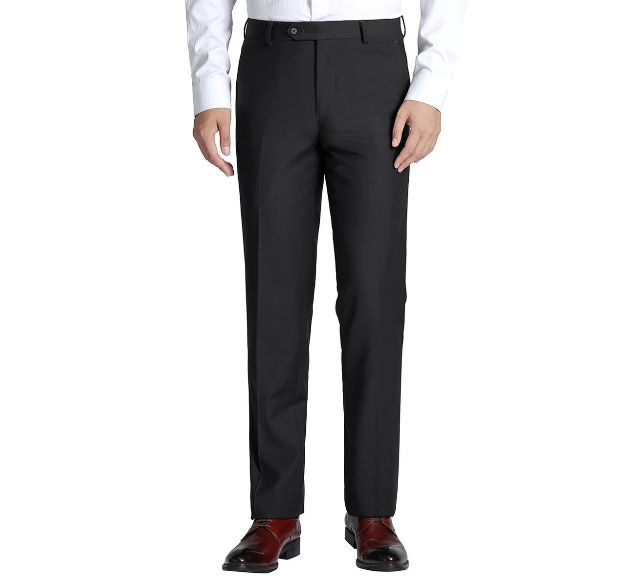 Men's Regular Fit Flat Front Wool Suit Pant