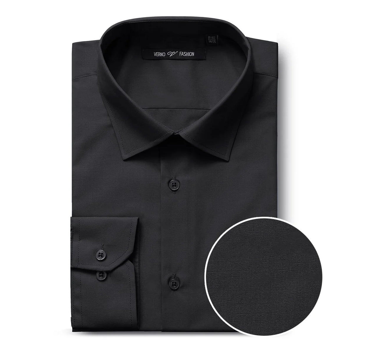 Camisa de vestir de manga larga con cuello extendido y ajuste clásico para hombre