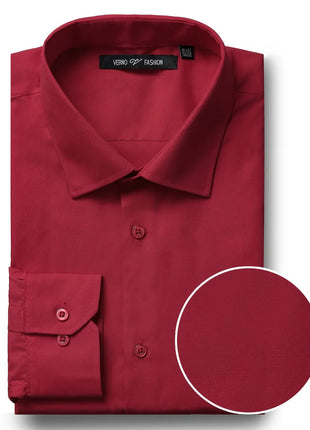 Men's Classic Fit Long Sleeve Spread Collar Dress Shirt